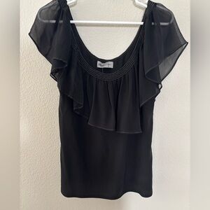 NWT Vena Cava for AQUA 100% Silk Black Ruffled Top Women’s Size M (fits like S)